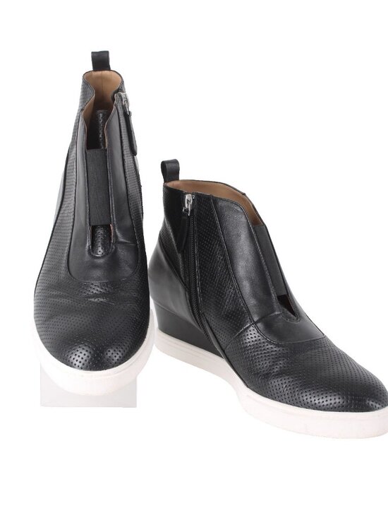LINEA Paolo Shoes - Linea Paolo Wedge Sneakers Felicia Sz 11M Black Zipper Leather 2" Wedge Sneakers
